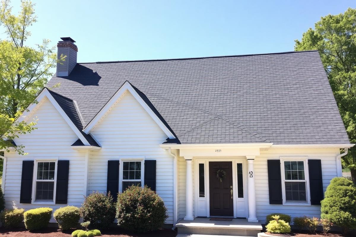 New impact-resistant shingle roof after replacement